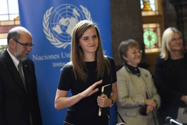 (140917) -- MONTEVIDEO, Sept. 17, 2014 -- British actress and Goodwill Ambassador of the United Nations (UN) Emma Watson (C) delivers a speech during an event petitioning for the increase of the presence of women in the Parliament in Montevideo, capital of Uruguay, on Sept. 17, 2014. Nicolas Celaya) URUGUAY-MONTEVIDEO-UN-EMMA WATSON e NICOLASxCELAYA 