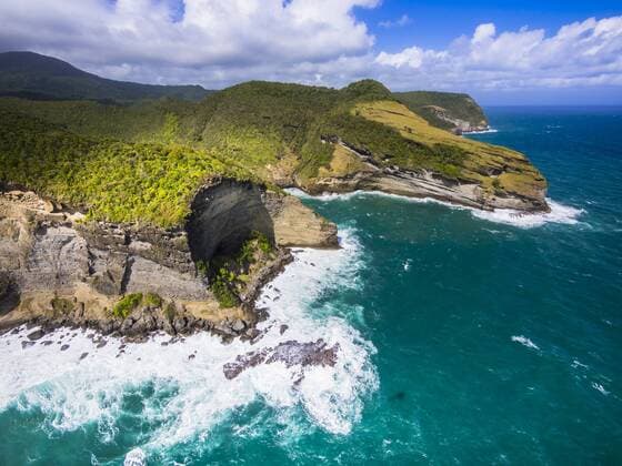 Caribbean, St. Lucia, aerial view of Chaloupe Bay  AMF002577