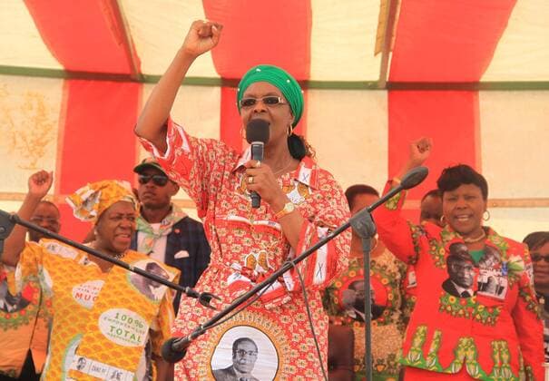 CHINHOYI, Oct.2, 2014 -- Grace Mugabe, the wife of Zimbabwe s President Robert Mugabe, addresses a rally in Chinhoyi, Zimbabwe, October 2, 2014. In her maiden speech as she prepares to enter mainstream politics, Grace Mugabe castigated factionalism in the ruling Zanu-PF party who are fighting to succeed the 90-year-old President Robert Mugabe who has ruled the country since independence from Britain in 1980. ) ZIMBABWE-CHINHOYI-GRACE MUGABE Stringer 