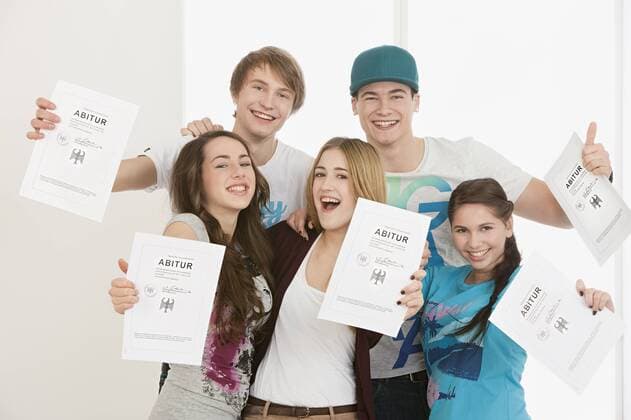 Young people with High School Diploma, smiling, portrait model released  WBF001417
