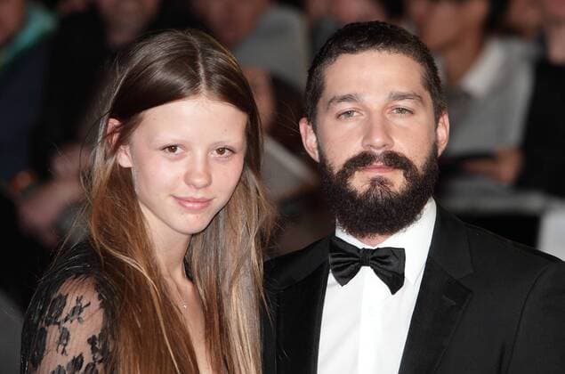 American actor Shia LaBeouf and his girlfriend Mia Goth are pictured attending the premiere of the film Fury as part of the 58th BFI London Film Festival Closing Night Gala at the Odeon Leicester Square in London. OCTOBER 19th 2014  GBH 144468