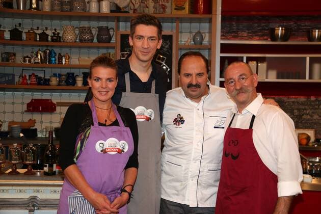 Mirja Boes, Steffen Hallaschka, Johann Lafer und Horst Lichter nach der Aufzeichnung der Lafer, Lichter Lecker (ZDF) Kochshow am 01.11.2014 in Hamburg Lafer, Lichter Lecker (ZDF) Kochshow am 01.11.2014 in Hamburg 