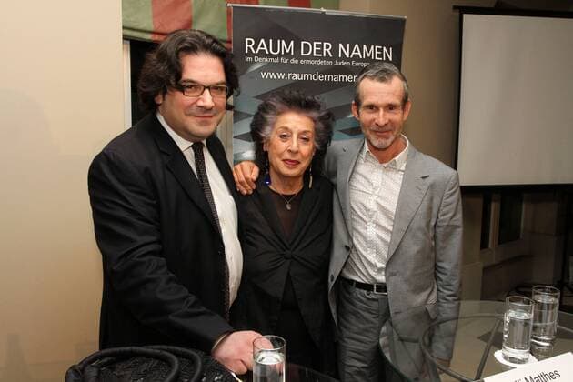 PK und Empfang - Charity Dinner - Raum der Namen - des Förderkreises Denkmal für die ermordeten Juden Europas e.V. - v.l. Gideon Joffe -Lea Rosh - Ulrich - Ulrich Matthes Raum der Namen