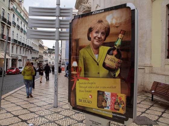 Made in Portugal - Lisbon, 05 12 2011 - Advertise for Licor Beirao with Angela Merkel.