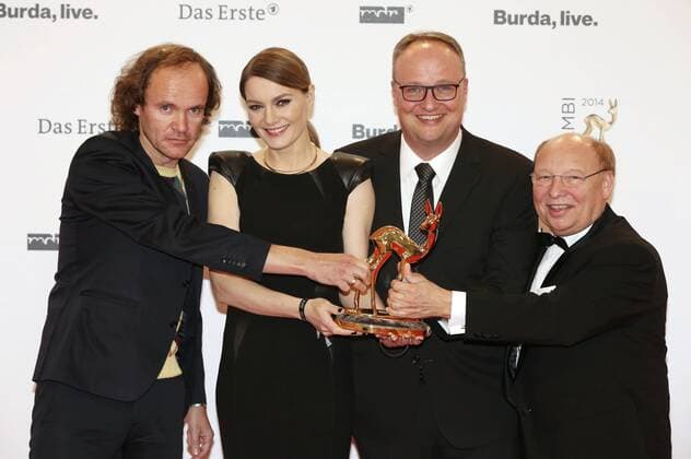 Olaf Schubert, Martina Hill, Oliver Welke und Hans-Joachim Heist bei der 66. Bambi-Verleihung 2014 im Stage Theater am Potsdamer Platz. Berlin, 13.11.2014 Foto:xTschirnerx xFuturexImage