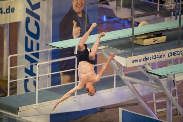 TV total Turmspringen, Olympia-Schwimmhalle, München. 29.11.2014 Stefan Raab
