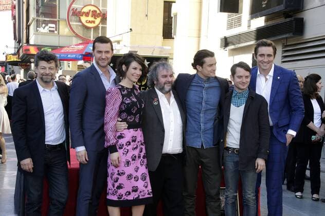 Andy Serkis, Richard Armitage, Evangeline Lilly, Peter Jackson, Orlando Bloom, Elijah Wood und Lee Pace bei der Zeremonie zur Verleihung von einem Stern an Sir Peter Jackson auf dem Hollywood Walk of Fame. Los Angeles, 08.12.2014 Foto:xD.xBedrosianx xFuturexImage