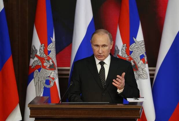 MOSCOW, RUSSIA. DECEMBER 19, 2014. Russia s president Vladimir Putin speaks at a meeting at the National Defense Control Center of the Russian Federation. Ilya Pitalev TASS  RE1582C5