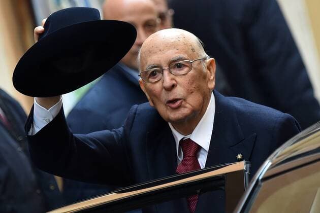 Italian Republic President Giorgio Napolitano arrives home as he resigned after nine year tenure. Roma 14-01-2015 andreaxstaccioli