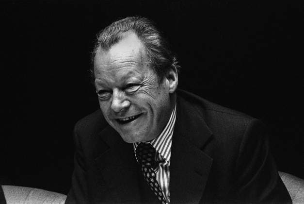 Madrid --5 12 1976--. Chancellor Willy Brandt while The Chancellor Willy Brandt in a break between sessions of the XXVIIth Congress of the PSOE (Socialist Workers Party of Spain). Herbert Ernst Karl Frahm (Willy Brandt, 1913-1992) was the President of the Socialist International SI, President of the Social Democratic Party of Germany SPD, Chancellor of Germany, Awarded with the 1971 Nobel Peace Prize. Also was appointed as the Chairman of the Independent Commission for International Development Issues wich conclusions where known as Brandt Report, which reported important changes towards the development of the Third World countries.  BN 1976 P
