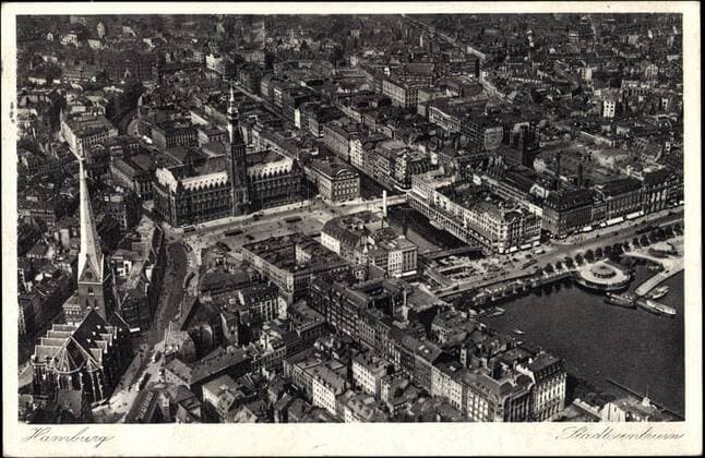 Altstadt Hamburg, Fliegeraufnahme von der Stadt