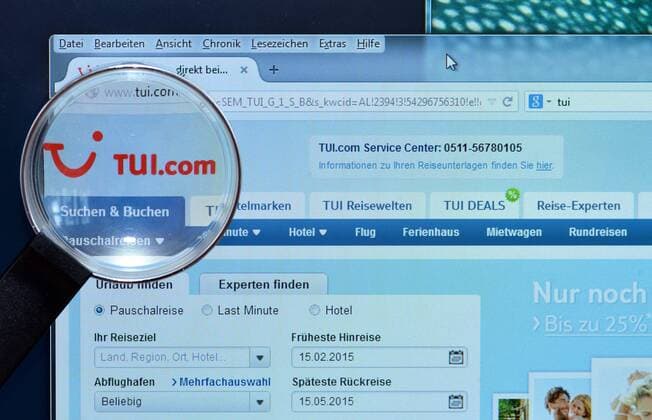 TUI.com, homepage, Internet, Bildschirm TUI.com homepage Internet Bildschirm