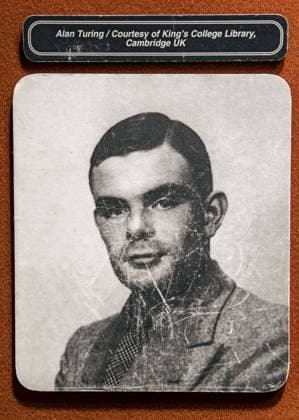 March 02, 2015 - Annapolis Junction, Maryland, U.S. - A photo of mathematician Alan Turing courtesy of King s College Library is displayed at the National Cryptologic Museum at Ft. George M. Meade, Maryland. An arm of the National Security Agency, the museum houses a collection of thousands of cryptology artifacts, including numerous German Enigma machines, which figured prominently in the film The Imitation Game. Annapolis Junction U.S. - ZUMAce6_