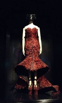 Alexander McQueen: Savage Beauty Exhibition London. UK. The Horn of Plenty 2009. Alexander McQueen:Savage Beauty. Retrospective Exhibition of the work of British fashion designer Alexander McQueen (1969-2010). Originally shown in New York, this exhibition has over 200 dresses, outfits, hats, shoes etc by McQueen. Victoria and Albert Museum (V&A), London. Opensss 14th March-2nd August 2015. 12th March 2015. LMK11-50693I-120393 