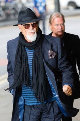 February 27, 2015 - File - 70-year-old Former pop star GARY GLITTER has been jailed for a total of 16 years for sexually abusing three young girls between 1975 and 1980. Glitter, whose real name is Paul Gadd, was sentenced for attempted rape, four counts of indecent assault and one of having sex with a girl under 13. Sentencing, Judge McCreath said he could find no real evidence that Gadd had atoned for his crimes. Pictured - June 25, 2014 - London - Former pop star, Gary Glitter (real name Paul Gadd) arrives at Southwark Crown Court accused of a series of sex offenses. London United Kingdom  - ZUMAl94_
