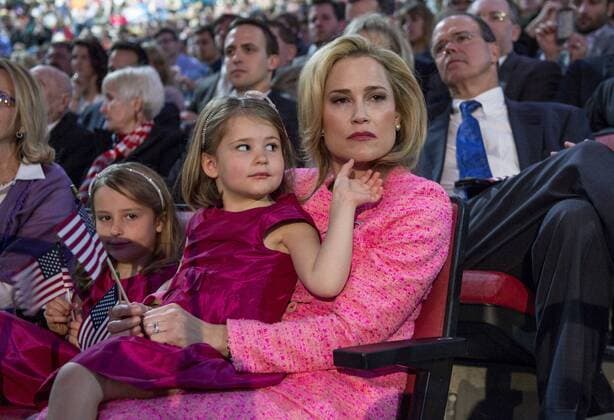 March 23, 2015 - Lynchburg, Virginia, U.S. - HEIDI CRUZ and her daughters watch as her husband, Senator TED CRUZ, makes the announcement that he is running for the Republican nomination for President of the United States. Senator Cruz is the first Republican to formally enter the race. Lynchburg U.S. - ZUMAce6_
