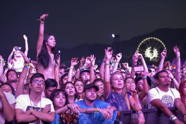 Apr 11, 2015 - Indio, California; USA - Fans watch as musicians ALT-J performs live as part of the 2015 Coachella Music & Arts Festival that is taking place at the Empire Polo Field. The three day festival will attract thousands of fans to see a variety of artist on five different stages. Copyright 2015 Jason Moore. Indio USA - ZUMAm78_
