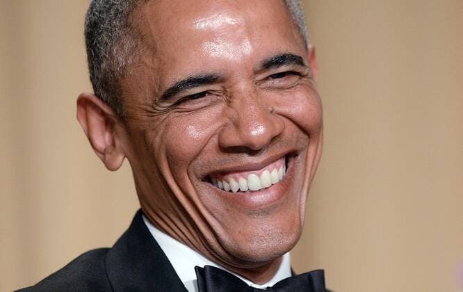 April 25, 2015 - Washington, District of Columbia, United States of America - United States President Barack Obama laughs during the annual White House Correspondent s Association Gala at the Washington Hilton hotel April 25, 2015 in Washington, D.C. The dinner is an annual event attended by journalists, politicians and celebrities..Credit: Olivier Douliery Pool via CNP Washington United States of America - ZUMAs152