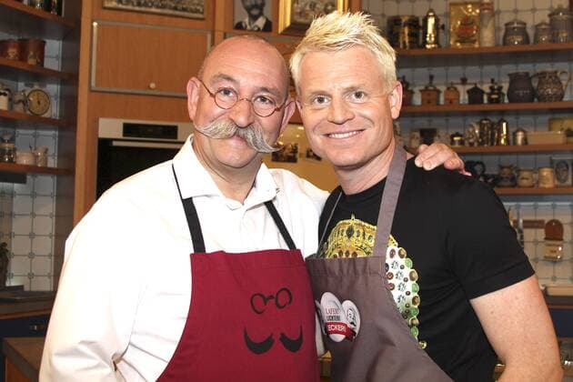 Horst Lichter und Guido Cantz bei der Aufzeichnung der ZDF Talk- und Kochsendung Lafer! Lichter! Lecker! im Studio Stahltwiete. Hamburg, 27.04.2015 Foto:xgbrcix xFuturexImage