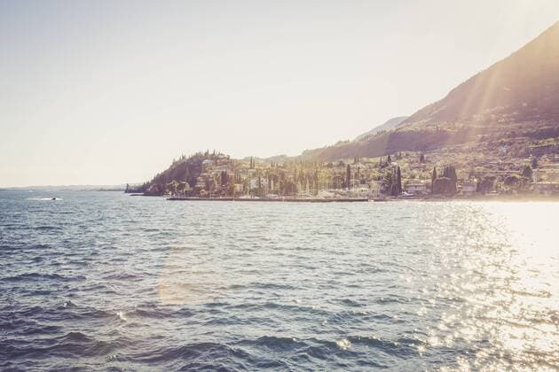 Italy, Lombardy, Province of Brescia, Lake Garda, View to Gargnano  LVF003274