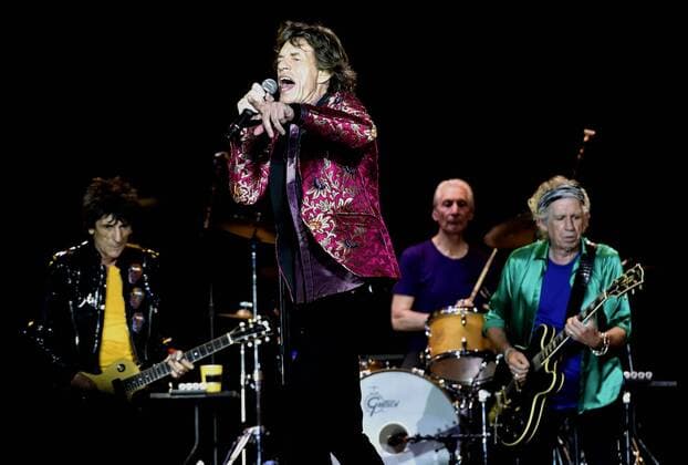 English rock group the Rolling Stones perform on stage at the Citrus Bowl in Orlando, Florida, June 12, 2015. This is one of 15 stops in the Stones 2015 North American stadium tour. Band members are Mick Jagger, Keith Richards, Charlie Watts, and Ronnie Wood.  MIA201506121018 GARYxIxROTHSTEIN