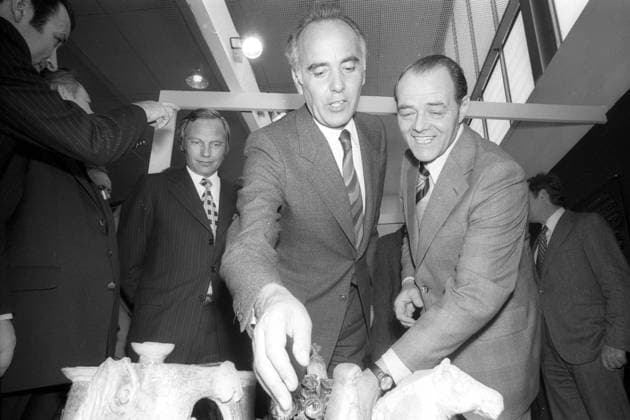 Eröffnung der 28. Internationalen Handwerksmesse München 1976, in der Mitte Bundesminister für Wirtschaft Hans Friderichs (FDP)