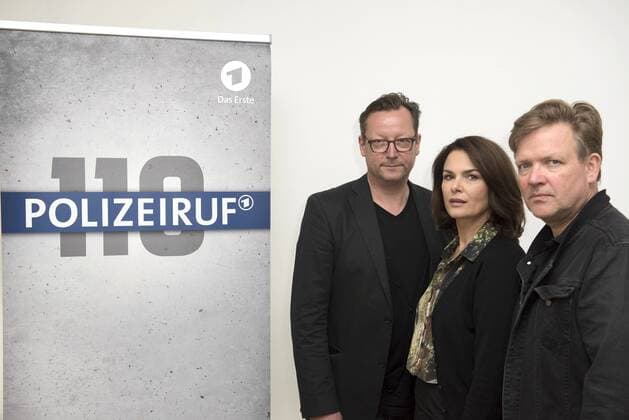 Matthias Brandt, Barbara Auer und Justus von Dohnanyi beim Fototermin am Set des BR Krimis Polizeiruf 110: Kreise im Hotel Michelberger. Berlin, 18.06.2015 Foto:xFredericx xFuturexImage
