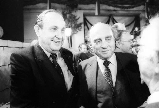 Salvator Anstich, München 1983, Bundesminister des Auswärtigen Hans Dietrich Genscher und Bundesminister für Wirtschaft Otto Graf Lambsdorff (beide FDP)