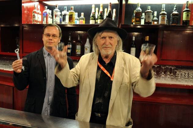 Filmmakers Sasa Gedeon, left, and Juraj Jakubisko during the 50th International Film Festival in Karlovy Vary, Czech Republic, July 8, 2015. (CTKxPhoto SlavomirxKubes) CTKPhotoP201507081030501  kbs_01