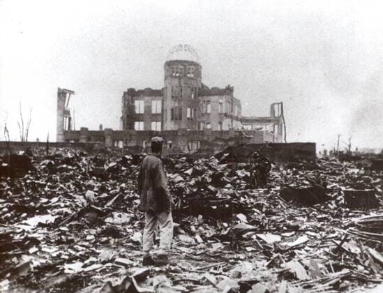 Aug. 6, 2015 - Japan - File - Hiroshima, the city that suffered U.S. atomic bombing in 1945 during World War II, commemorated the 70th anniversary of the bombing at the city s Peace Memorial Park. Pictured: August 5th 1945. The devastation of the Japanese city of Hiroshima after the dropping of a nuclear bomb, which brought about the end of the Second World War. Hiroshima Japan - ZUMAz03_