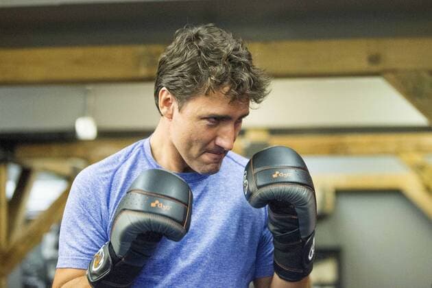 Aug. 6, 2015 - Toronto, ON, Canada - TORONTO, ON - AUGUST 6 - The Leader of the Liberal Party of Canada, Justin Trudeau, visits Paul Brown Boxfit boxing gym for a photo opportunity on August 6, 2015 in Toronto. Toronto Canada  - ZUMAt14_