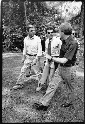June 1, 1978 - Camp David, Maryland, USA - President Jimmy Carter walks with Vice President Walter Mondale and Chief of Staff, Jack Watson outside of Camp David, MD. Camp David USA - ZUMAkh1_