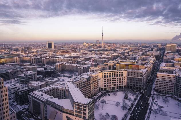 Germany, Berlin, Cityview with Leipziger Strasse in winter  ZMF000422