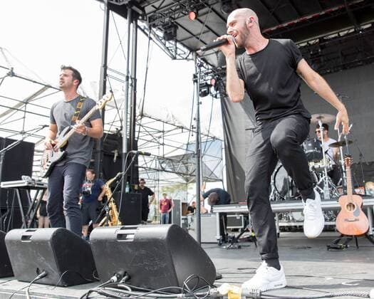 Aug. 23, 2015 - Wantagh, New York, U.S - SAM HARRIS (R) and NOAH FELDSHUH of X Ambassadors perform live at the inaugural Billboard Hot 100 music festival at the Nikon at Jones Beach Theater in Wantagh, New York Wantagh U.S. - ZUMAs135