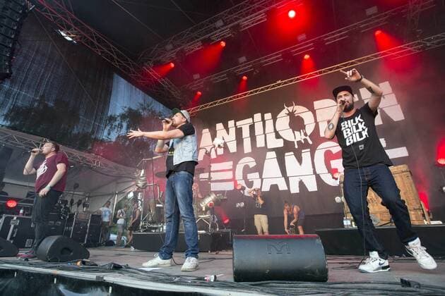 Antilopen Gang live auf dem MS Dockville Festival 2015 in Hamburg-Wilhelmsburg am Reiherstieg. Hamburg, 22.08.2015 Foto:xI.xSchifflerx xFuturexImage