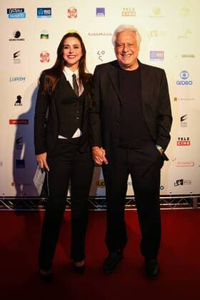 RIO DE JANEIRO, Brazil - 01 09 2015: BIG BRAZILIAN CINEMA AWARD 2015 - Ant?nio Fagundes and his wife during the fourteenth edition of the Brazilian Film Grand Prize, sponsored by the Brazilian Film Academy.  Andr?xHorta