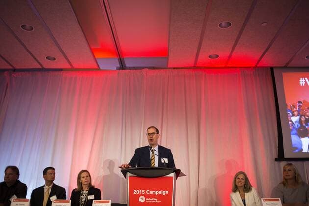 Sept. 1, 2015 - Toronto, ON, Canada - Toronto, Canada - September, 1 2015 - Mark Wiseman, President and CEO of the CPP Investment Board, and United Way s 2015 Campaign Chair, addresses the crowd at the United Way Toronto & York Region 2015 Fundraising Campaign Launch at the Canadian National Institute for the Blind. Toronto Canada  - ZUMAt14_