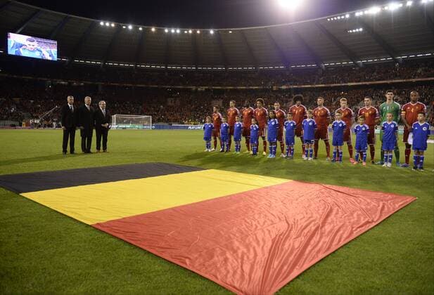- BRUSSELS, BELGIUM: Bosnian football president Elvedin Begic, King Philippe - Filip of Belgium and KBVB-URBSFA Belgium soccer union chairman Francois De Keersmaecker and Belgian team pictured before a Euro 2016 qualification games between Belgian national soccer team Red Devils and Bosnia and Herzegovina, Thursday 03 September 2015, in Brussels King Baudouin stadium (Stade Roi Baudouin - Koning Boudewijnsatdion). Tuesday  DIRKxWAEM 04692870