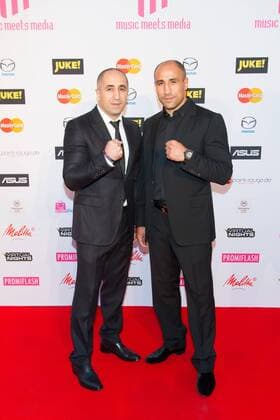 Arthur Abraham (r) und Bruder Alexander - Music meets Media in Berlin am 04.09.2015. Music meets Media