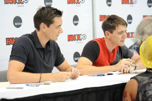 Sept. 4, 2015 - Toronto, Ontario, Canada - September 4, 2015 - Toronto, Ontario, Canada - British actors, James and Oliver Phelps appear at Fan Expo Canada at the Metro Toronto Convention Centre in Toronto, Canada. Toronto Canada - ZUMAm115