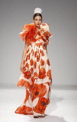Sept. 5, 2015 - Kiev, Ukraine - A model presents a creation by Armenian designer VAHAN KHACHATRYAN during the Mercedes-Benz Kiev Fashion Days in Kiev,Ukraine,05 September 2015. The event presents Spring Summer 2016 collections by Ukrainian and international designers from 3 to 6 September. Kiev Ukraine - ZUMAg194