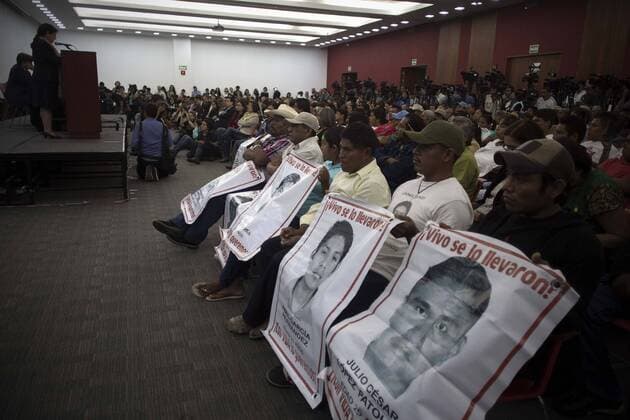 (150906) -- MEXICO CITY, Sept. 6, 2015 -- Family members of the 43 students of the Rural Teacher s College Raul Isidro Burgos of Ayotzinapa, Guerrero, that went missing in September 2014 attend the presentation of the report of the Inter-American Commission on Human Right (IACHR) on the case of the missing students in Mexico City, capital of Mexico, on Sept. 6, 2015. According to local press, the IACHR probe concluded on Sunday that the missing students were not incinerated in a landfill. Alejandro Ayala) (vf) MEXICO-MEXICO CITY-IACHR-SOCIETY-REPORT e AlejandroxAyala 
