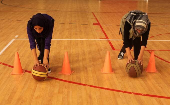 Sept. 7, 2015 - Gaza, gaza strip, Palestine - Palestinian girls basketball training exercise in Gaza City as part of an initiative to empower young girls. in Gaza City on September 7, 2015 , aged between fourteen and twenty, train twice a week. Gaza Palestine  - ZUMAn230