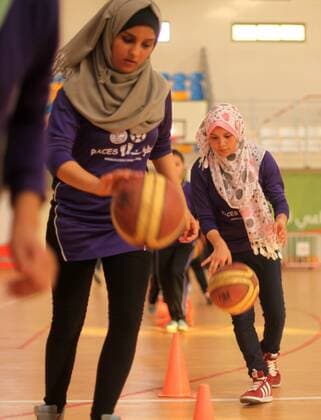 Sept. 7, 2015 - Gaza, gaza strip, Palestine - Palestinian girls basketball training exercise in Gaza City as part of an initiative to empower young girls. in Gaza City on September 7, 2015 , aged between fourteen and twenty, train twice a week. Gaza Palestine  - ZUMAn230
