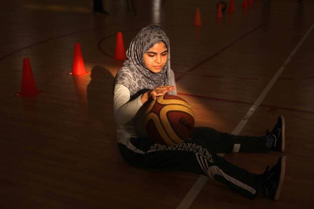 Sept. 7, 2015 - Gaza, gaza strip, Palestine - Palestinian girls basketball training exercise in Gaza City as part of an initiative to empower young girls. in Gaza City on September 7, 2015 , aged between fourteen and twenty, train twice a week. Gaza Palestine  - ZUMAn230