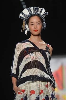 A model walks on the runway at the Desigual Fashion Show at IMG New York Fashion Week: The Shows Spring Summer 2016 Collections in New York City on September 10, 2015.  NYP20150910110 ANDREAxHANKS