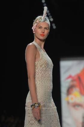 A model walks on the runway at the Desigual Fashion Show at IMG New York Fashion Week: The Shows Spring Summer 2016 Collections in New York City on September 10, 2015.  NYP20150910111 ANDREAxHANKS