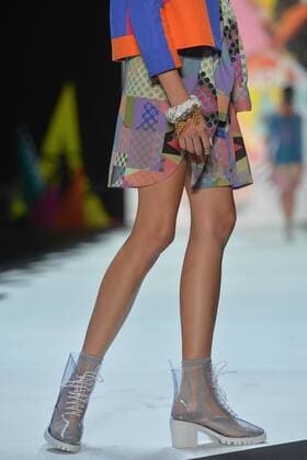 A model walks on the runway at the Desigual Fashion Show at IMG New York Fashion Week: The Shows Spring Summer 2016 Collections in New York City on September 10, 2015.  NYP20150910119 ANDREAxHANKS