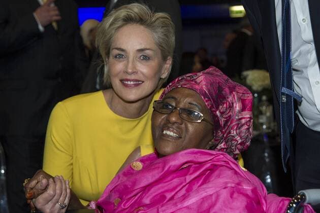 Milano, 11 9 2015 - Building the Peace Award - Sharon Stone and Hawa Abdi Dhiblawe (Mama Hawa), the gynecologist who created a hospital where care all without distinction of clans in Somalia -  0