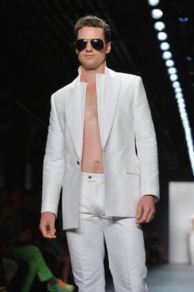 A model walks on the runway at the Zang Toi Fashion Show at IMG New York Fashion Week: The Shows Spring Summer 2016 Collections in New York City on September 11, 2015.  NYP20150911177 ANDREAxHANKS